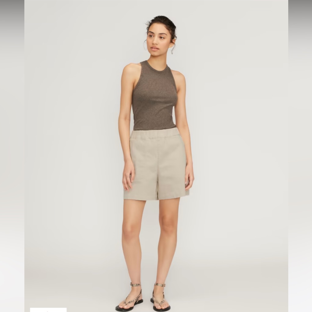 Nwt Everlane The Organic Pull-On Short In Sandstone
